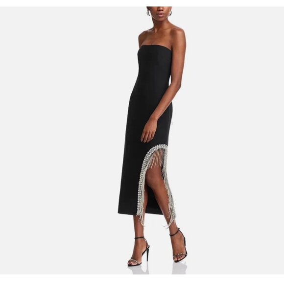 Cinq à Sept Sammy Rhinestone Fringe Midi Dress - Picture 1 of 11